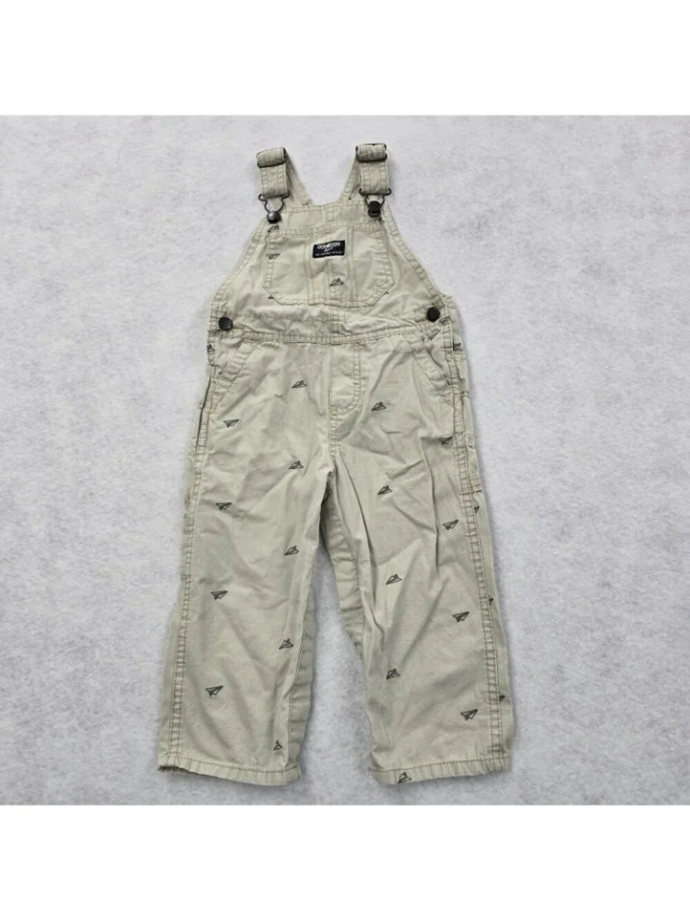 OshKosh Novelty Print Paper Airplane Bib Overalls Sz 24 Month Adjustable Straps